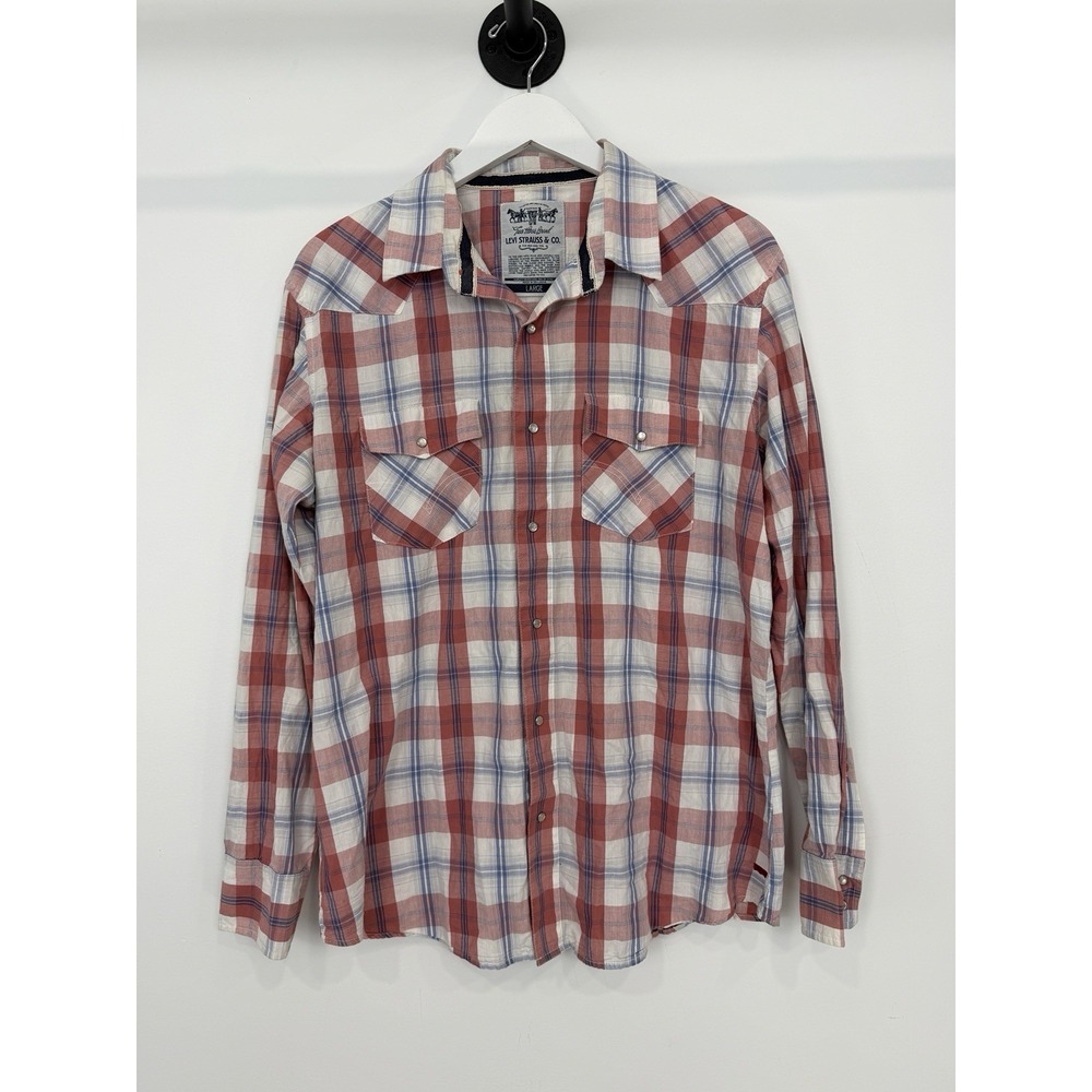 Vintage Levi's Western Red Plaid Shirt L 90s Y2K Cowboy Americana Rodeo